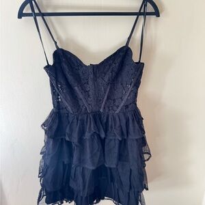 Elegant Black Lace Tiered Dress